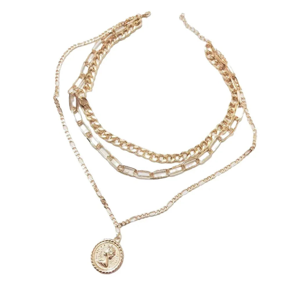 Fashionable All-Match Metal Alloy Multi-Layered Unisex Necklace