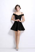 Elegant Off Shoulder Strappy Petite French Dress-0