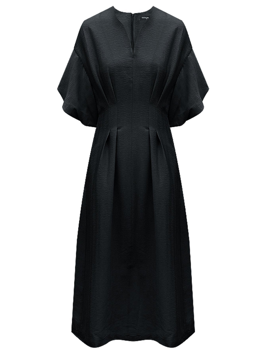 Elegant Textured Pleated French Tea Dress-3