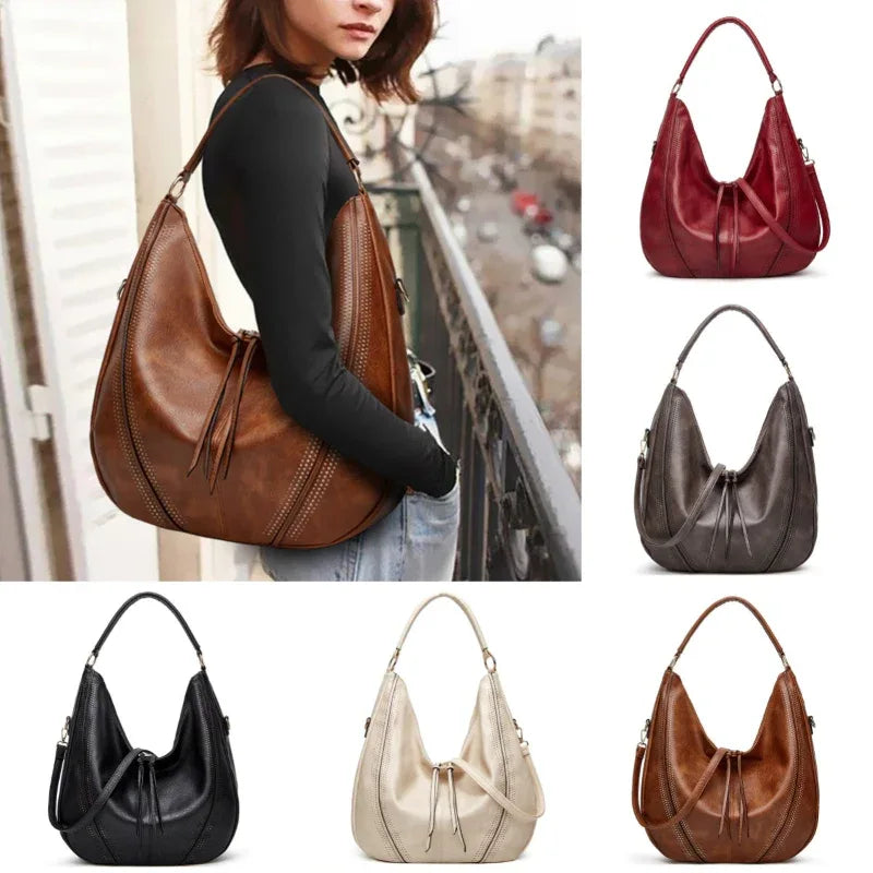 Trendy Retro Large Capacity Tote Shoulder Bag Tassel Hollow One-Shoulder Bag Women's Handbag