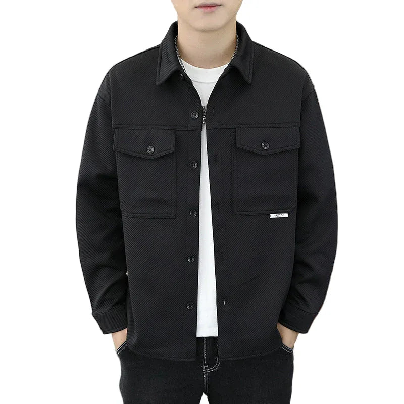 Twill Knitted Men's Lapel Jacket Coat