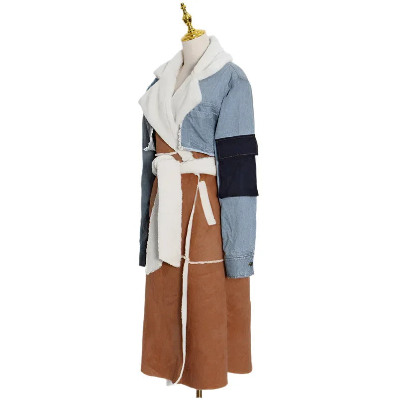 Fashion Denim Long Cotton Jacket Coat For Women