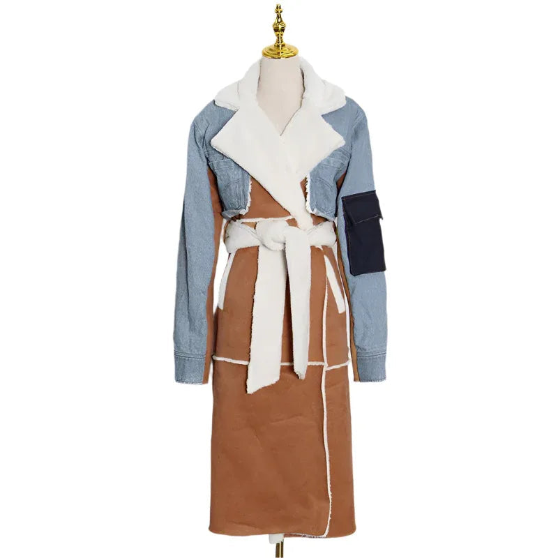 Fashion Denim Long Cotton Jacket Coat For Women