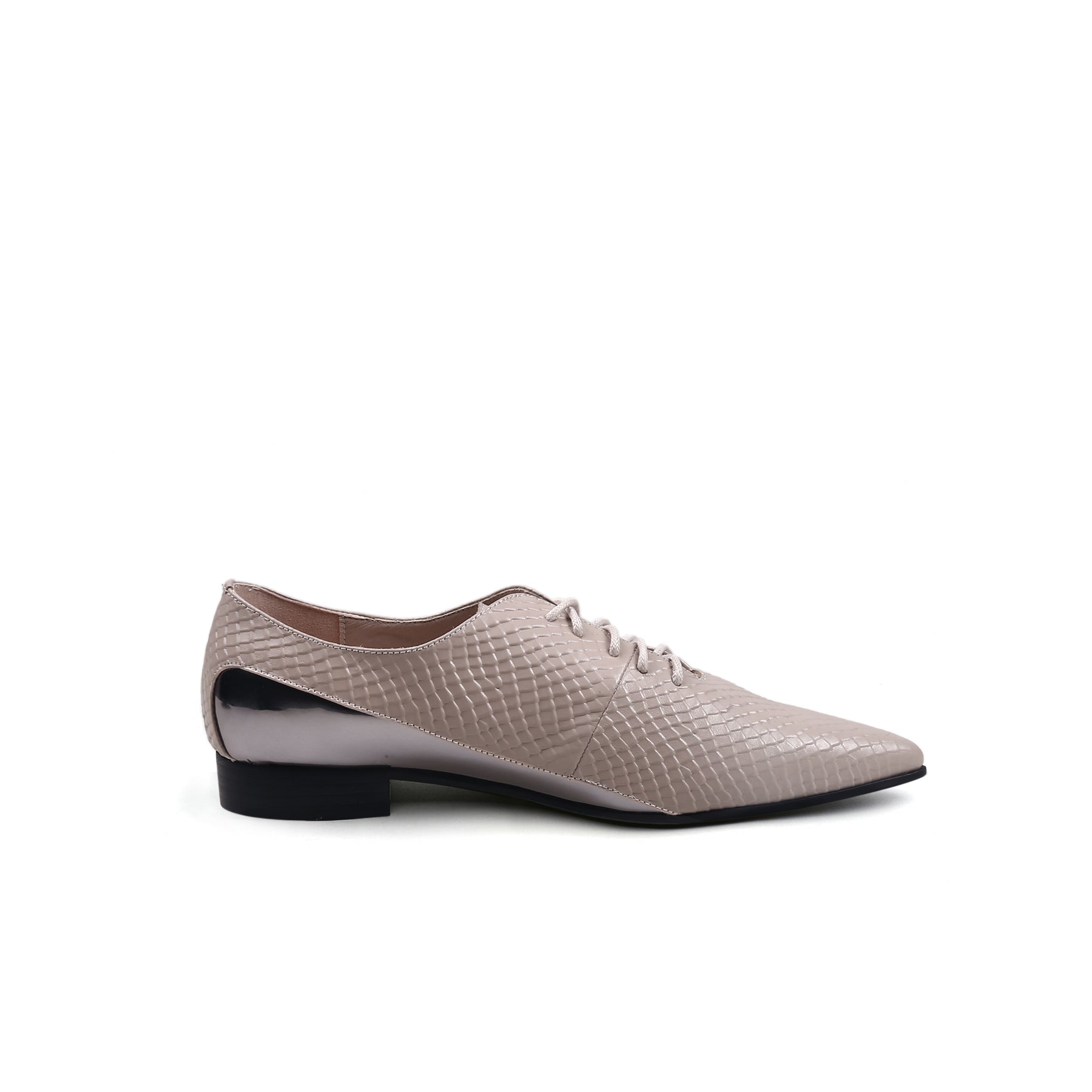 Faux Croc Embossed Lace Up Oxfords-2
