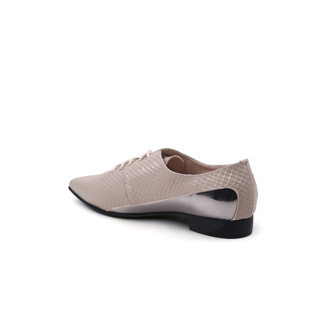 Faux Croc Embossed Lace Up Oxfords-3
