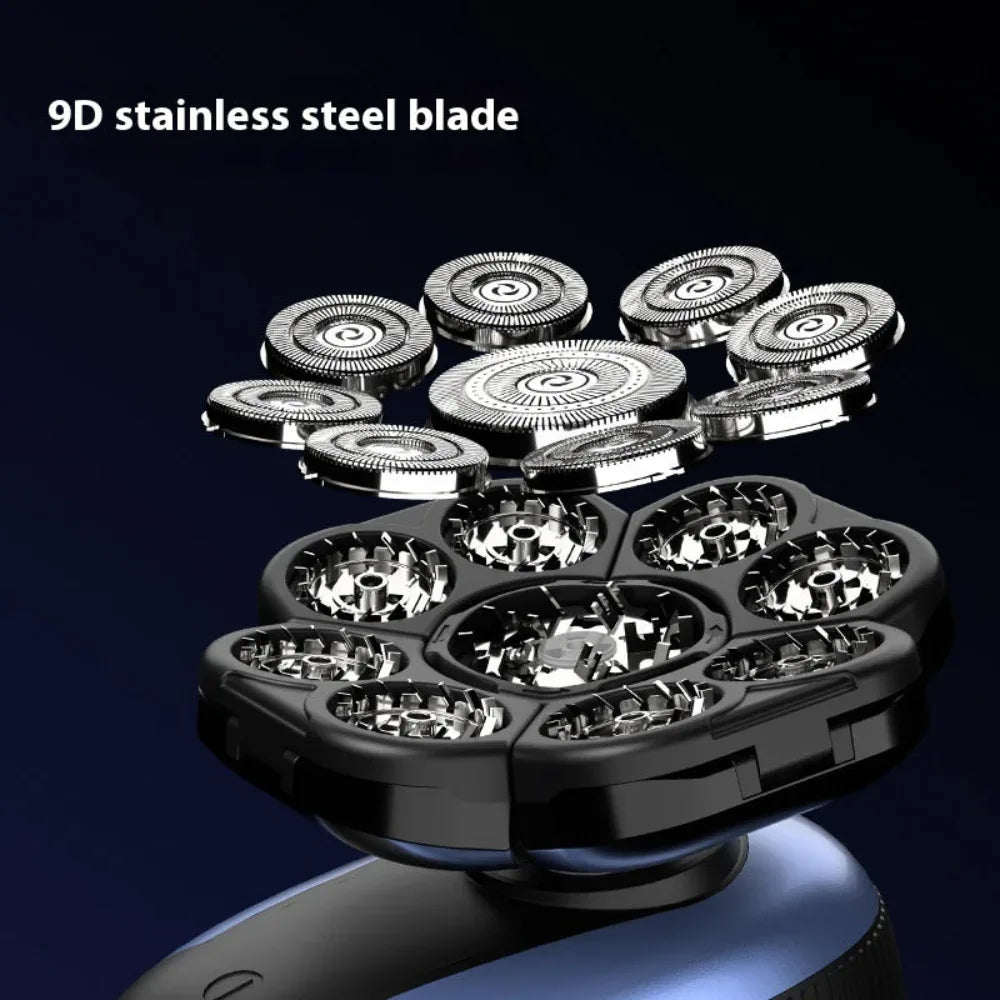 Waterproof LED Display Electric Large Floating Stainless Steel Shaving Head Intelligent Shaver