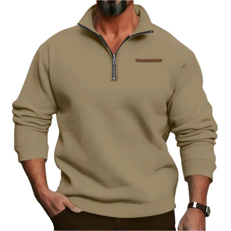 Fleece-Lined Standing Collar Sweater