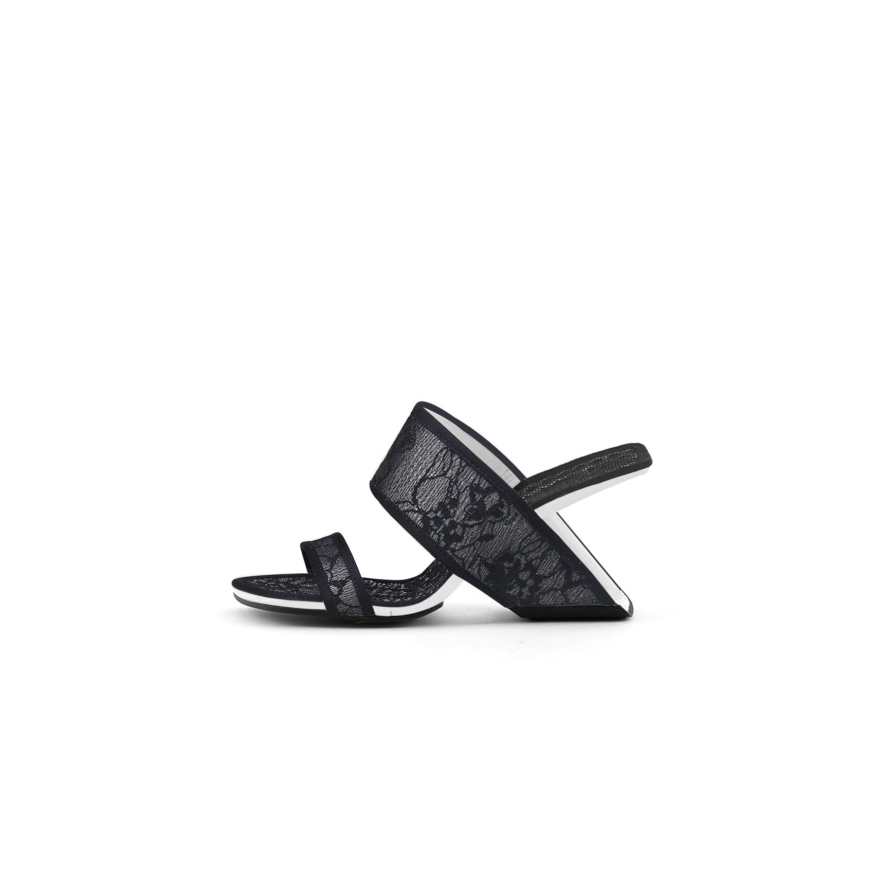 Floral Lace Square Toe Mules-0