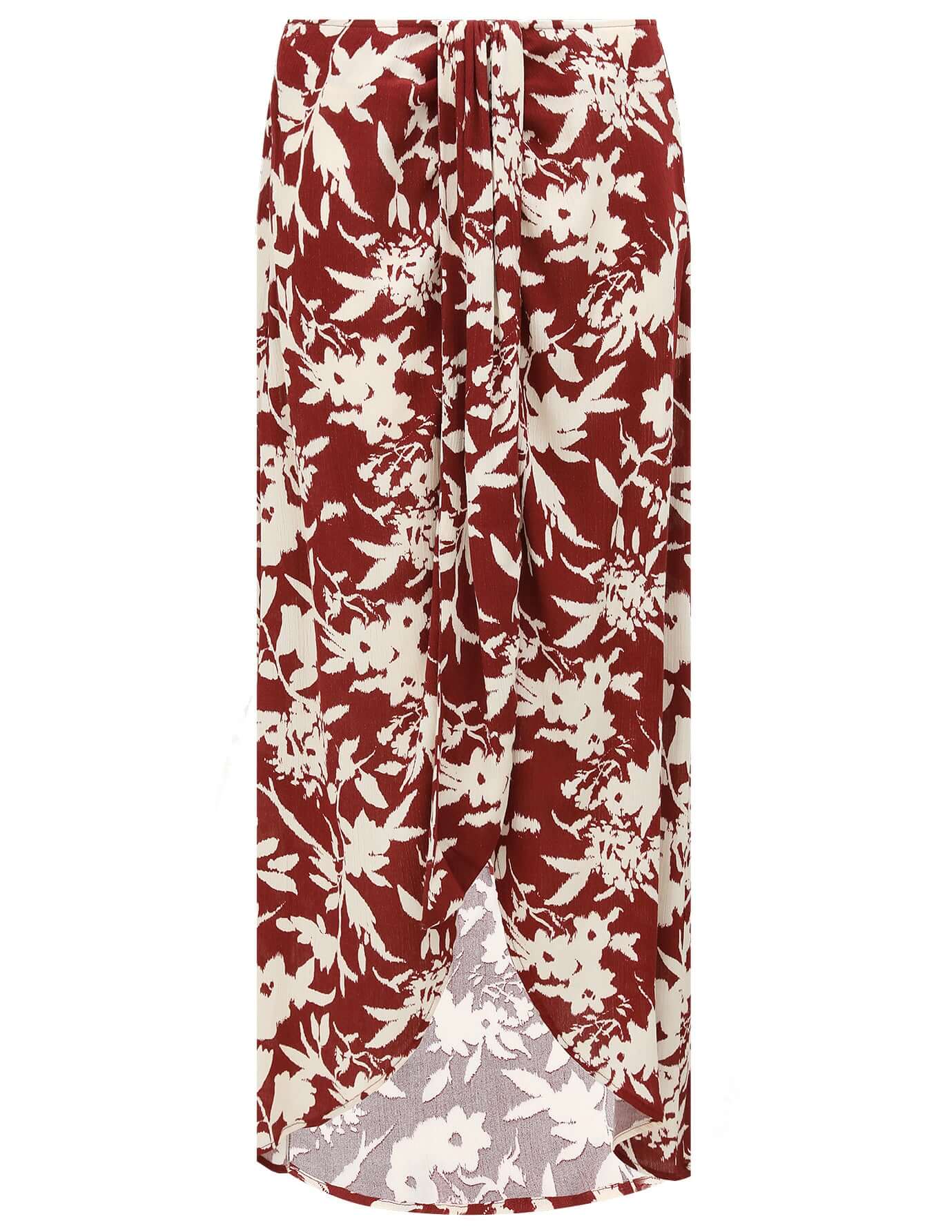 Floral Print High-Waist Asymmetrical Midi Skirt-3