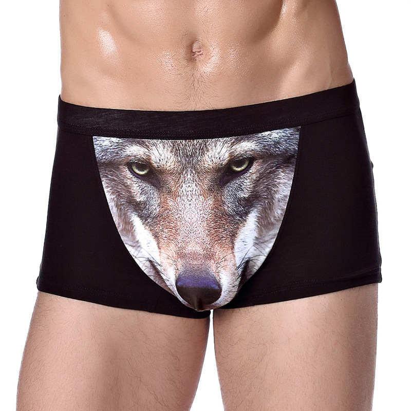 Four-horned Wolf Head Big Bird Sexy Men's Underpants Underwear