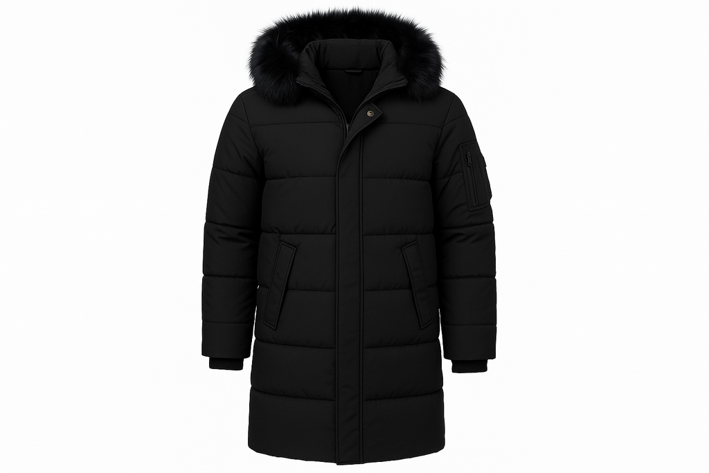 Black Large Winter Fur Hooded Thick Overcoat Jacket Stylish Lightweight Quilted Warm Puffer Coat