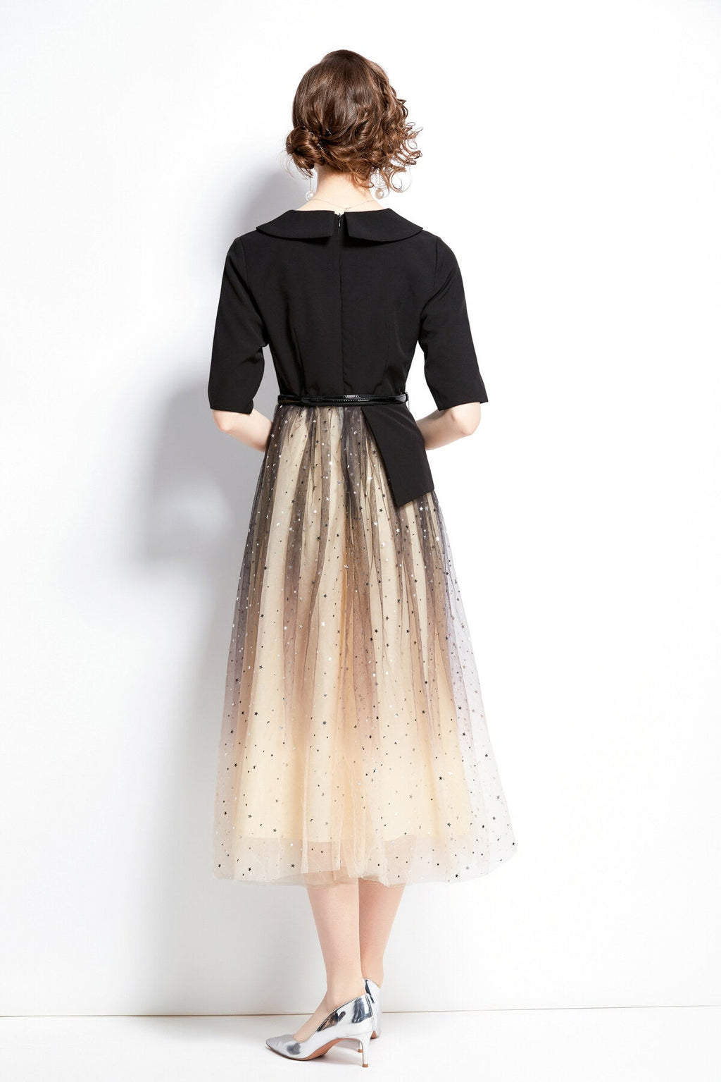 Gradient Champagne Formal Evening Dress-3