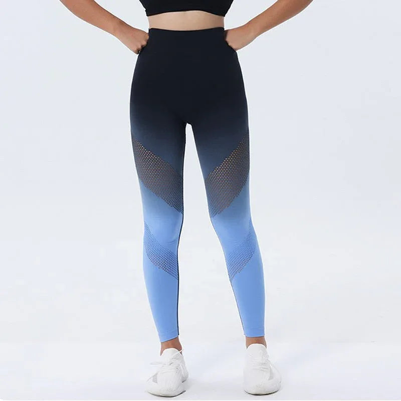 Gradient Printed Yoga Pants Seamless High Waist Hip Lifting Fitness Leggings For Women Quick Drying Tights