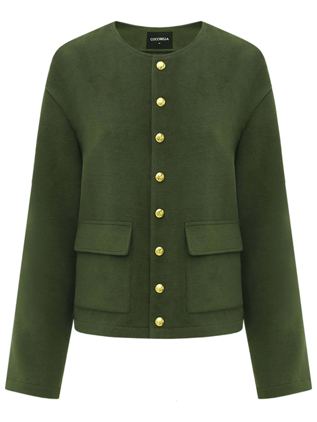 Green Letterman Jacket with Gold Snap Buttons