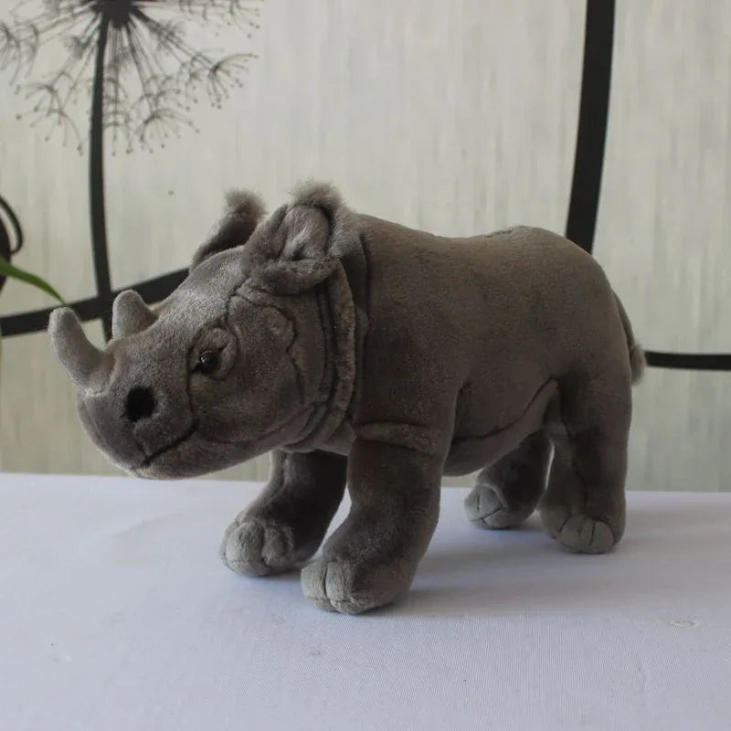 Grey Double-Horned Rhino Plush Toy