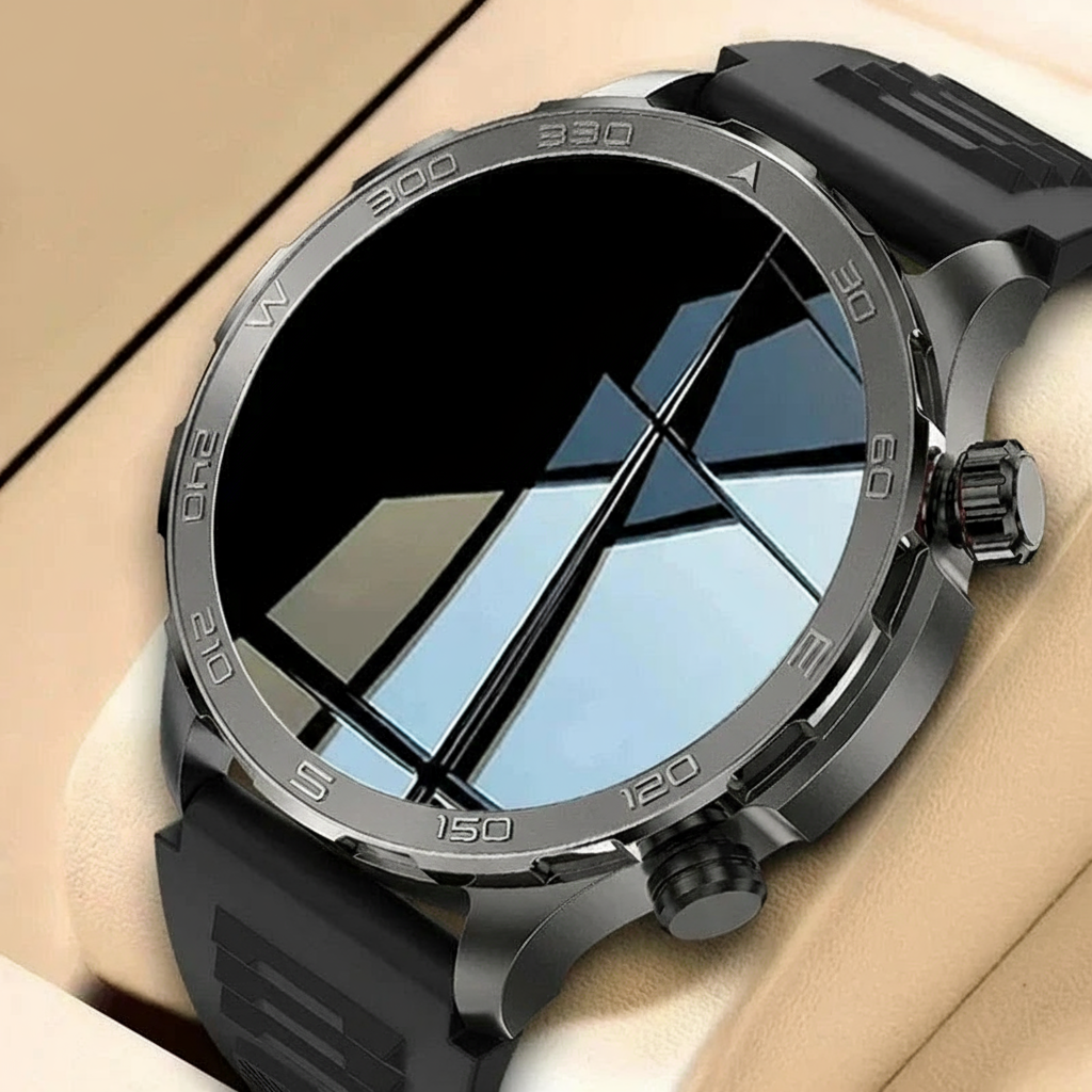 Smartklocka - Bluetooth-samtal, AMOLED HD-skärm, Pulsmätare, NFC, IP68 Vattentät, GPS
