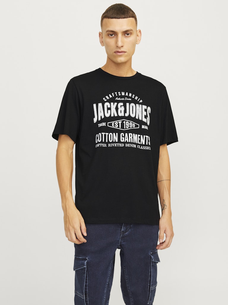 Jeans-T-Shirt, Kurzarm, Rundhalsausschnitt