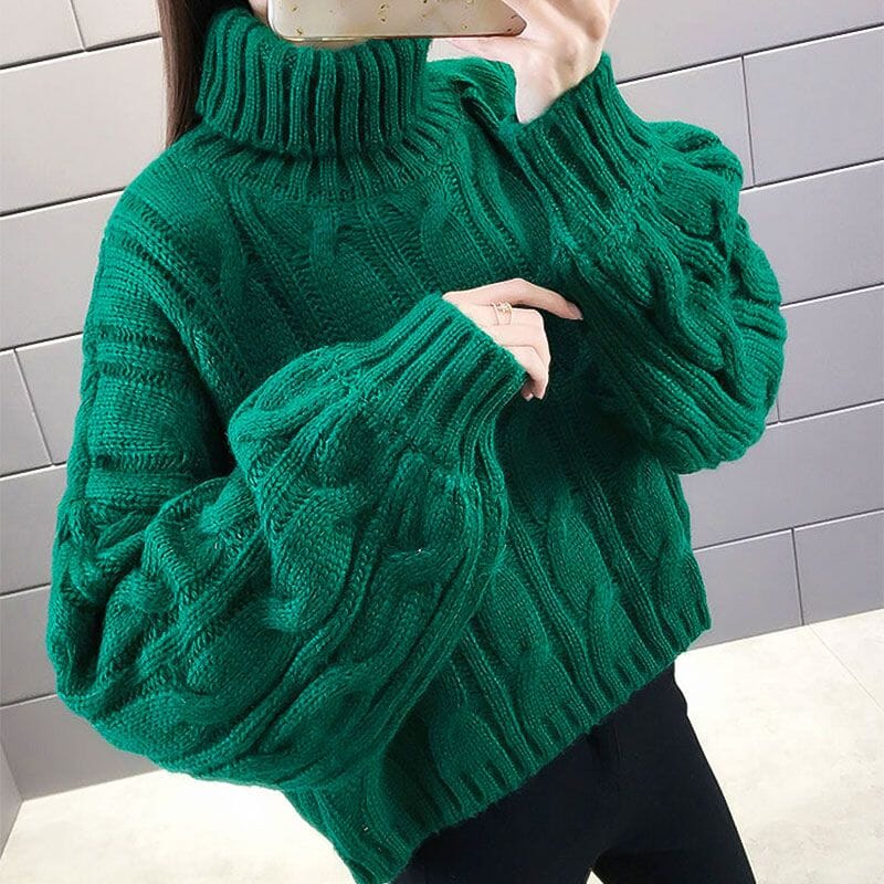 Kabelstickad turtleneck