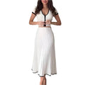 Knitted Contrast Color Slim Fit Short Top High Waist Skirt Clothing Set