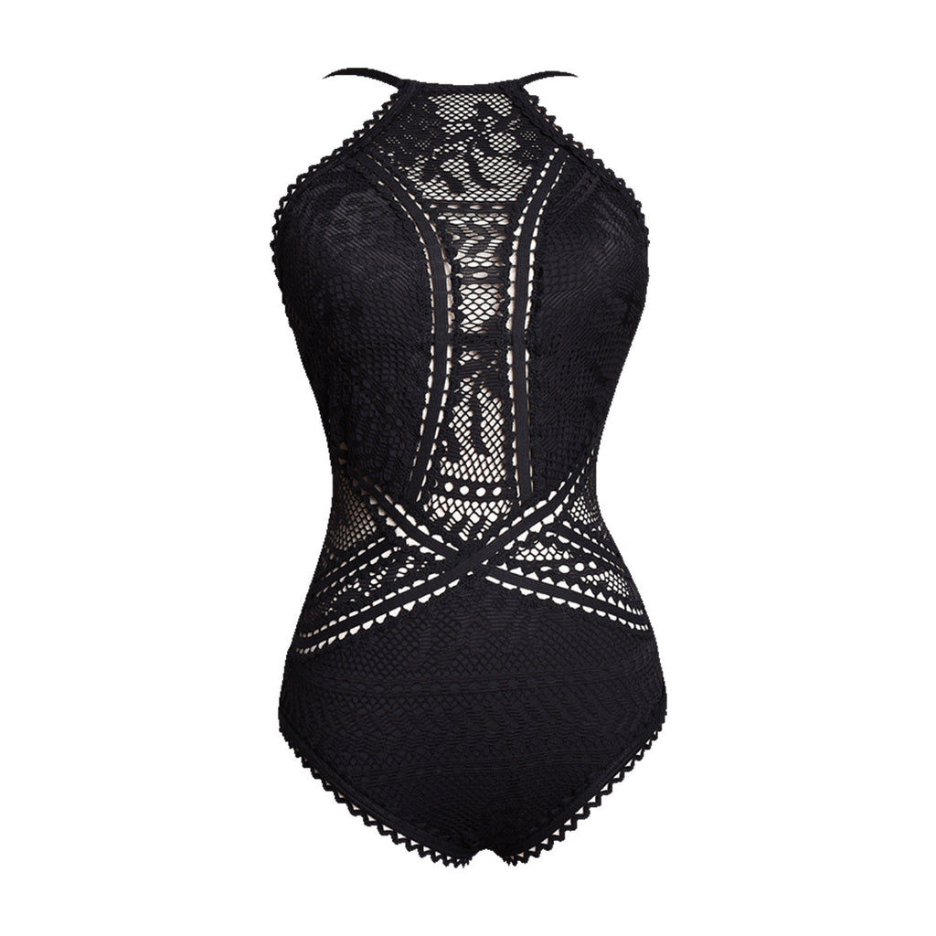 Lace Up One Tie Back One Piece Swimsuit