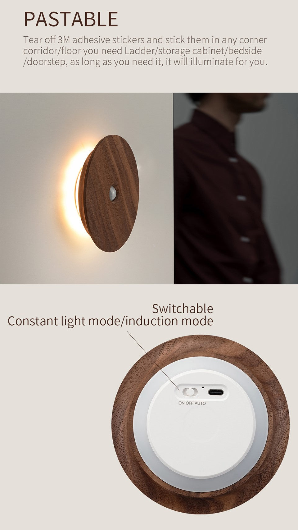 LED Wireless Rechargeable Motion Sensor Night Light-4