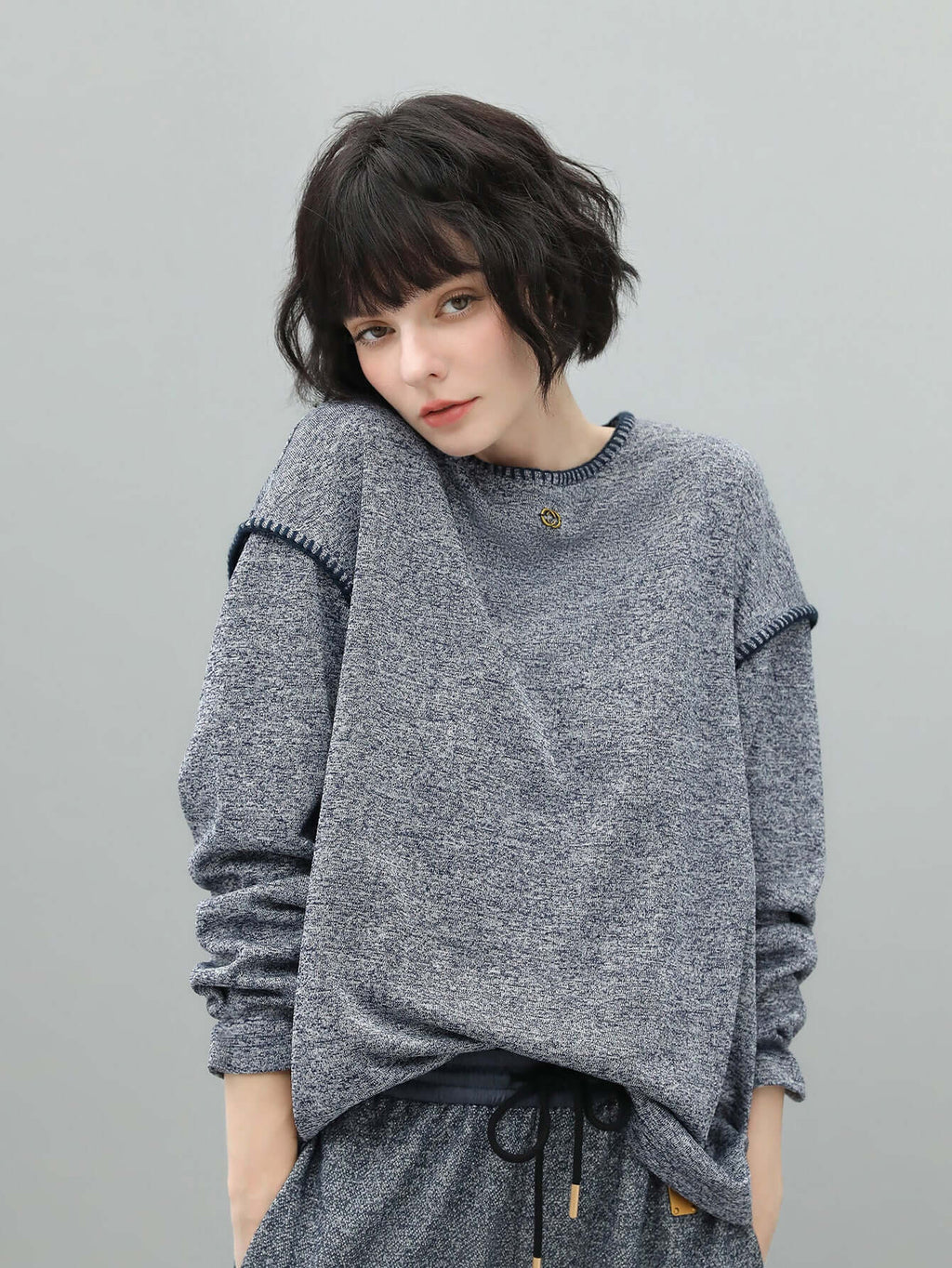 Long Sleeve Tee with Contrast Stitching