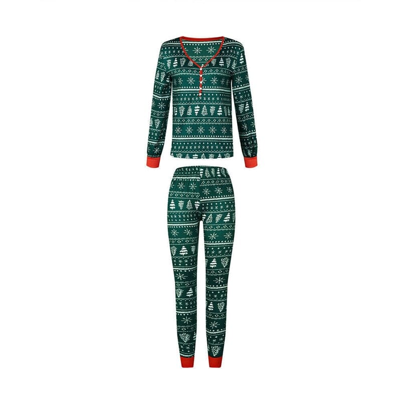Matchande julpyjamas för hela familjen - Grönt