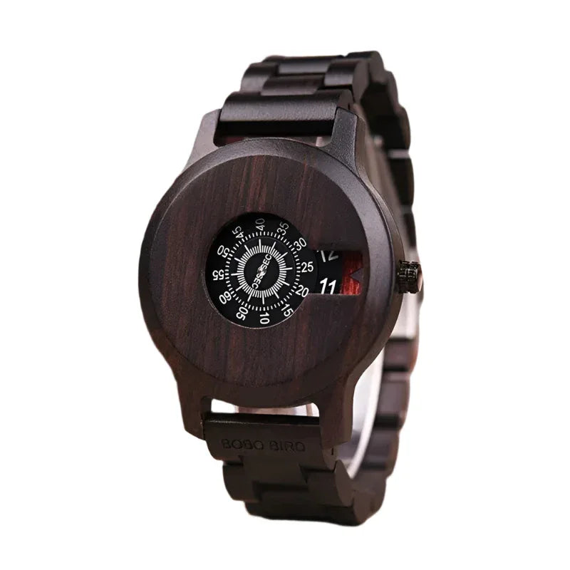 Men's Digital Bamboo Wood Watch