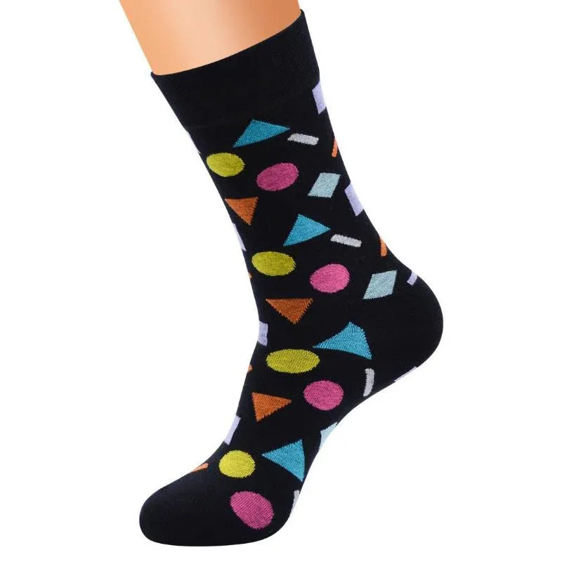 Men's Funny Cotton Socks With Geometric Shapes