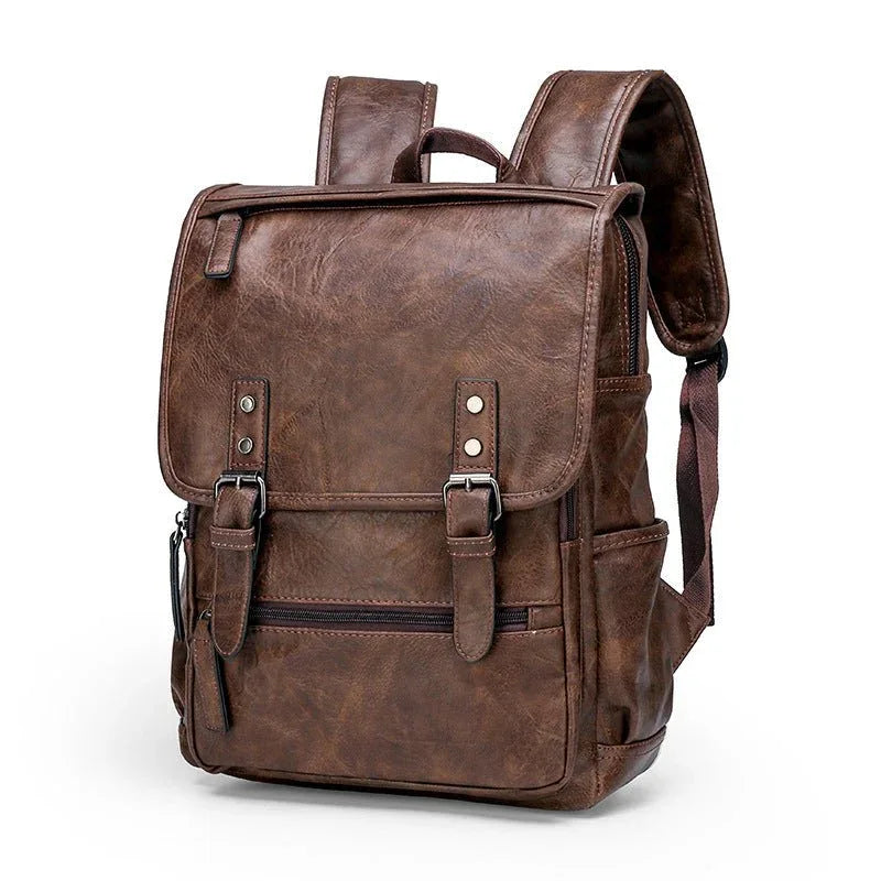 Men's Leather Leisure Travel Bag Backpack