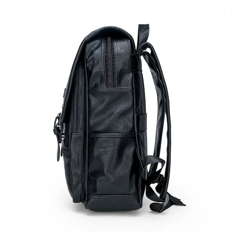 Men's Leather Leisure Travel Bag Backpack