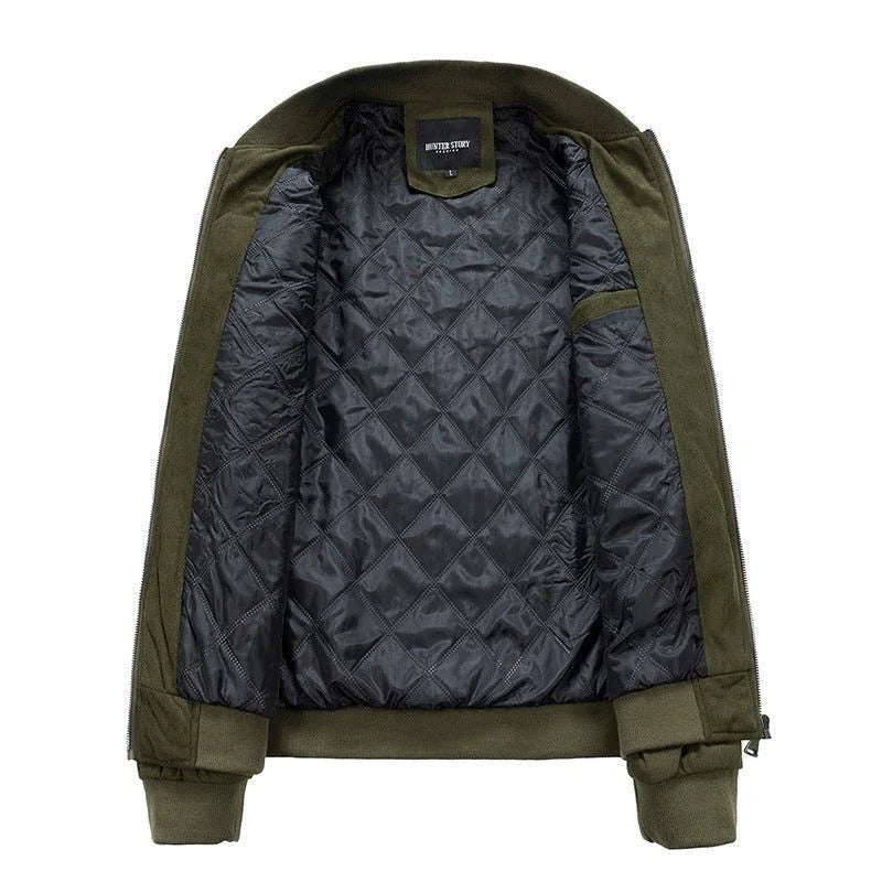 Men's Polyester Stand Collar Double Zipper Jacket