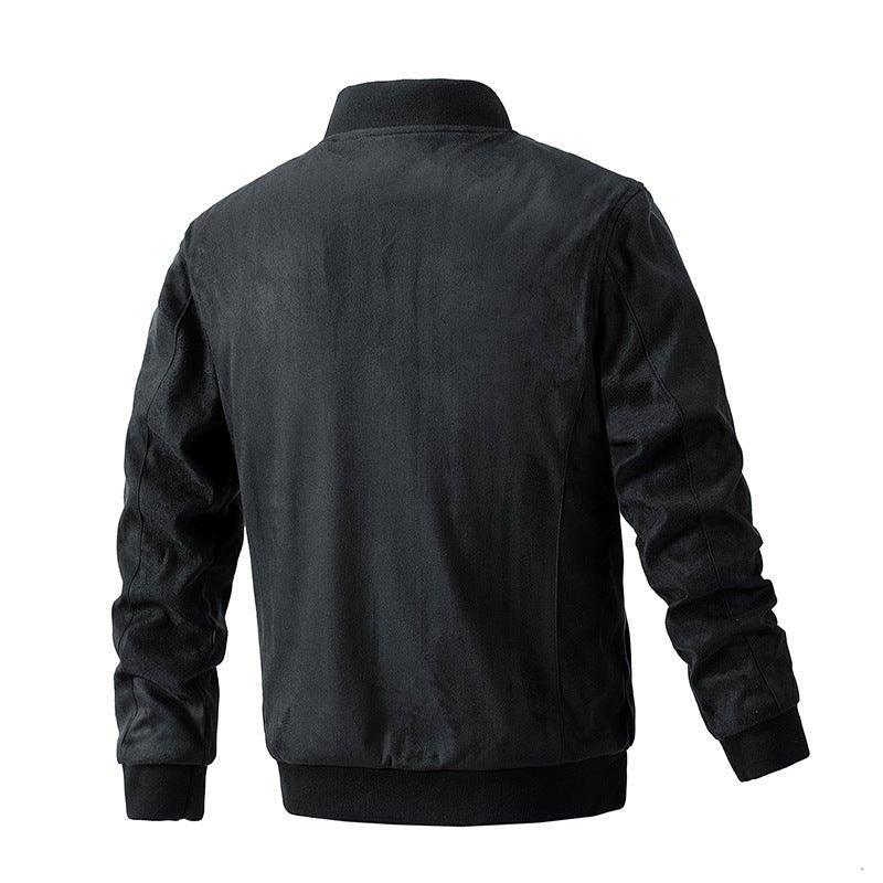 Men's Polyester Stand Collar Double Zipper Jacket