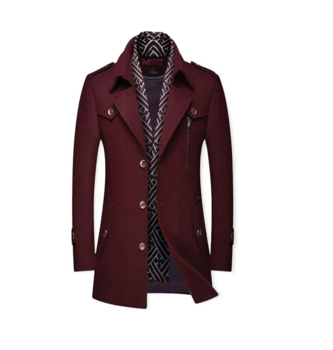 Men's Thickened Scarf Collar Winter & Autumn Polyester Coat