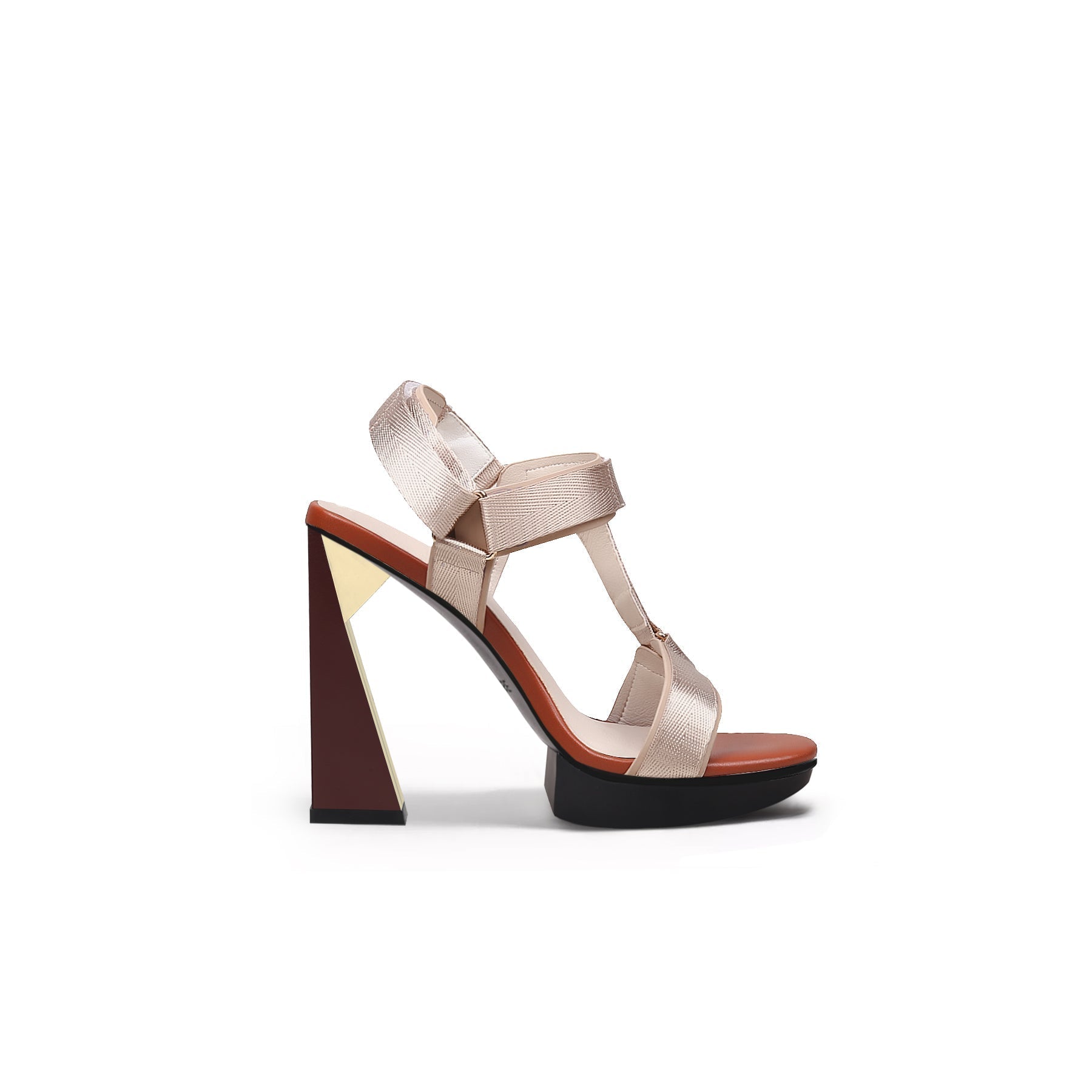 Multi-Strap Triangular Geometric Heels-2