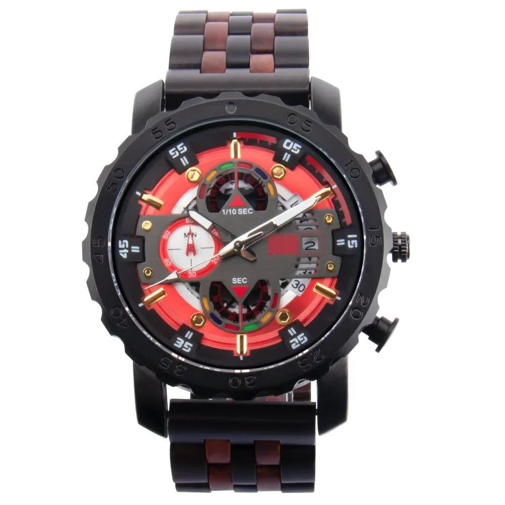 Multifunctional Luminous Large Dial Wood Watch For Men