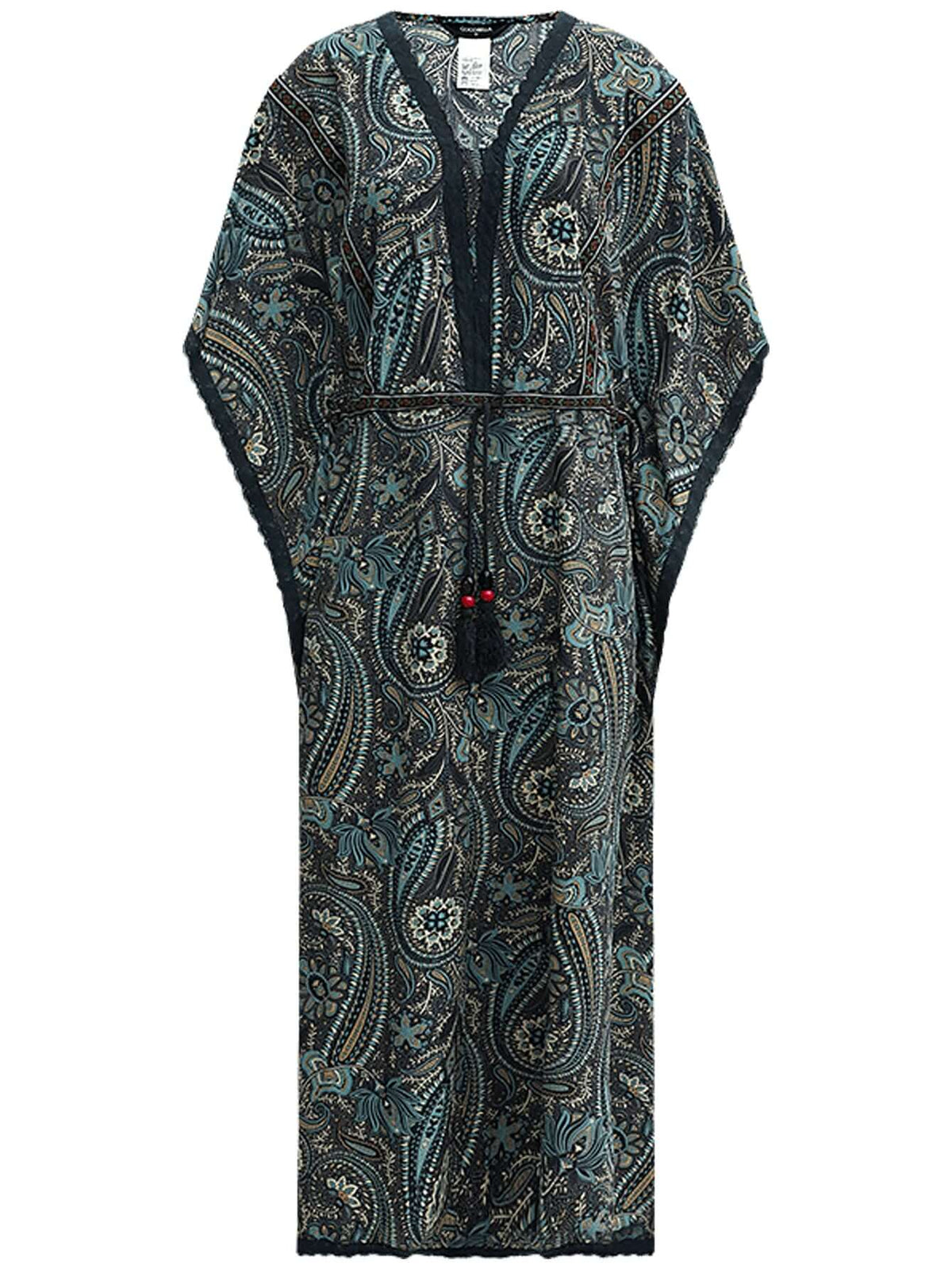 Navy Paisley Batwing Vacation Dress