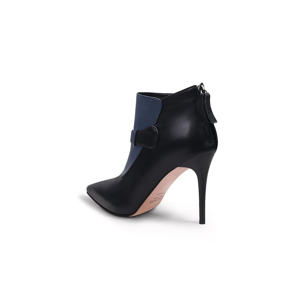 Patchwork Leather Zip-Back Stiletto Boots-3