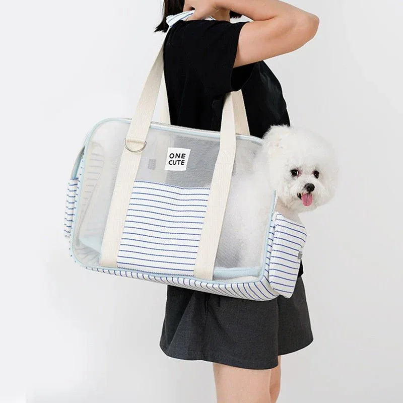 Pet Cat Dog Striped Breathable Shoulder Bag