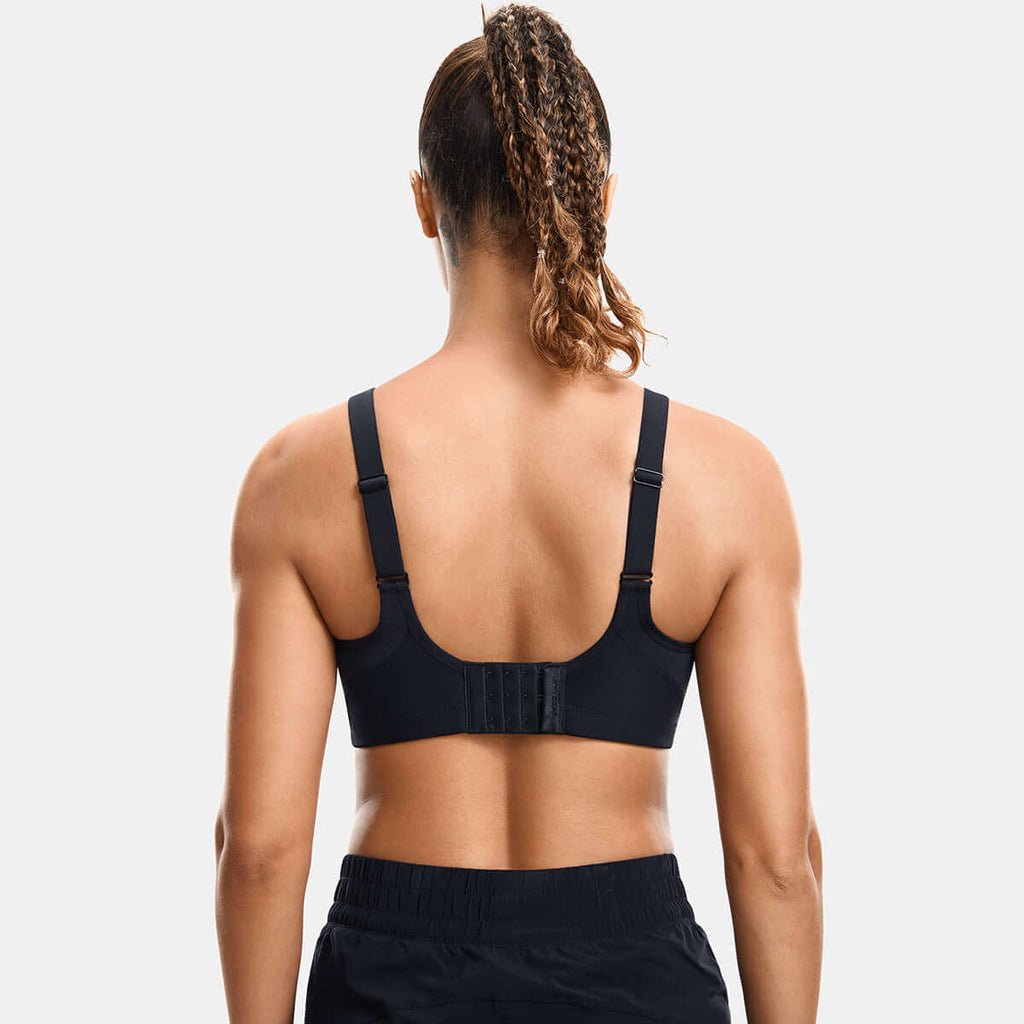 Plus Size High Support Full Coverage Padded Black Wireless Bra-2