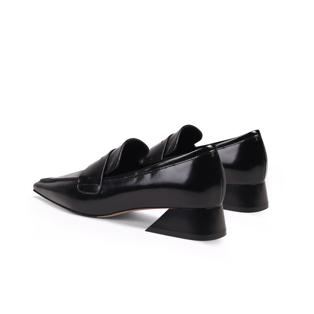 Pointed Toe Trapezoid Heel Loafers-4