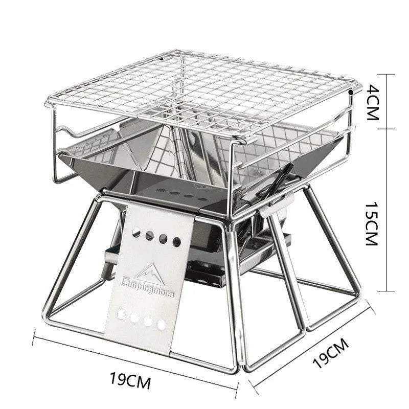 Portable Stainless Steel BBQ Grill Non-Stick Surface Foldable Outdoor Camping Picnic Tool