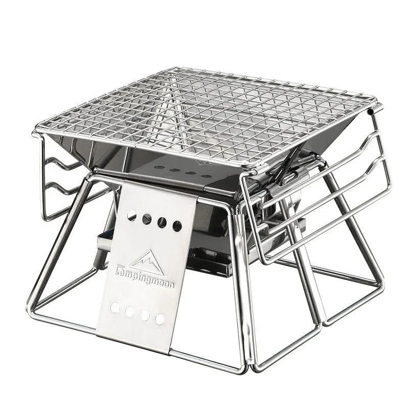 Portable Stainless Steel BBQ Grill Non-Stick Surface Foldable Outdoor Camping Picnic Tool