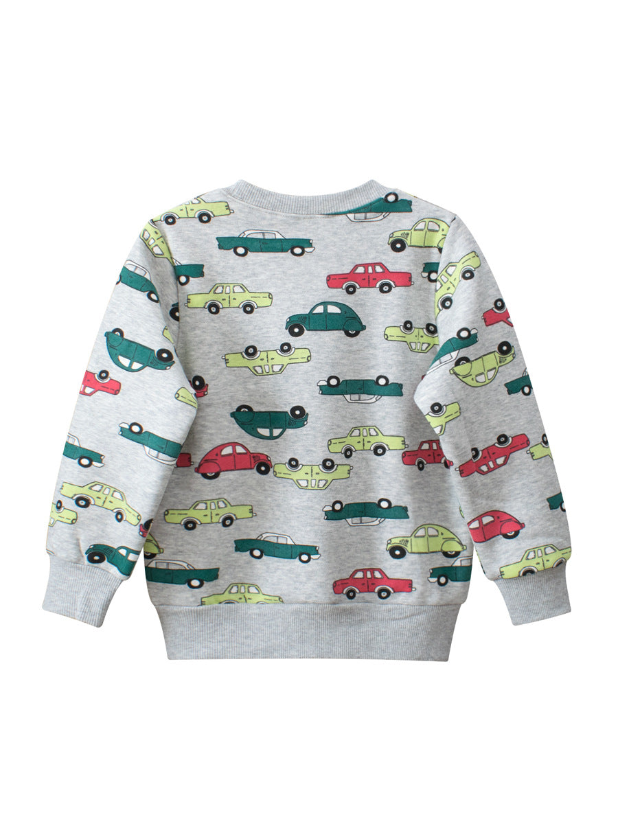 Baby Jungen Pullover mit Automotiv, Rundhalsausschnitt, langen Ärmeln, grauer Farbton
