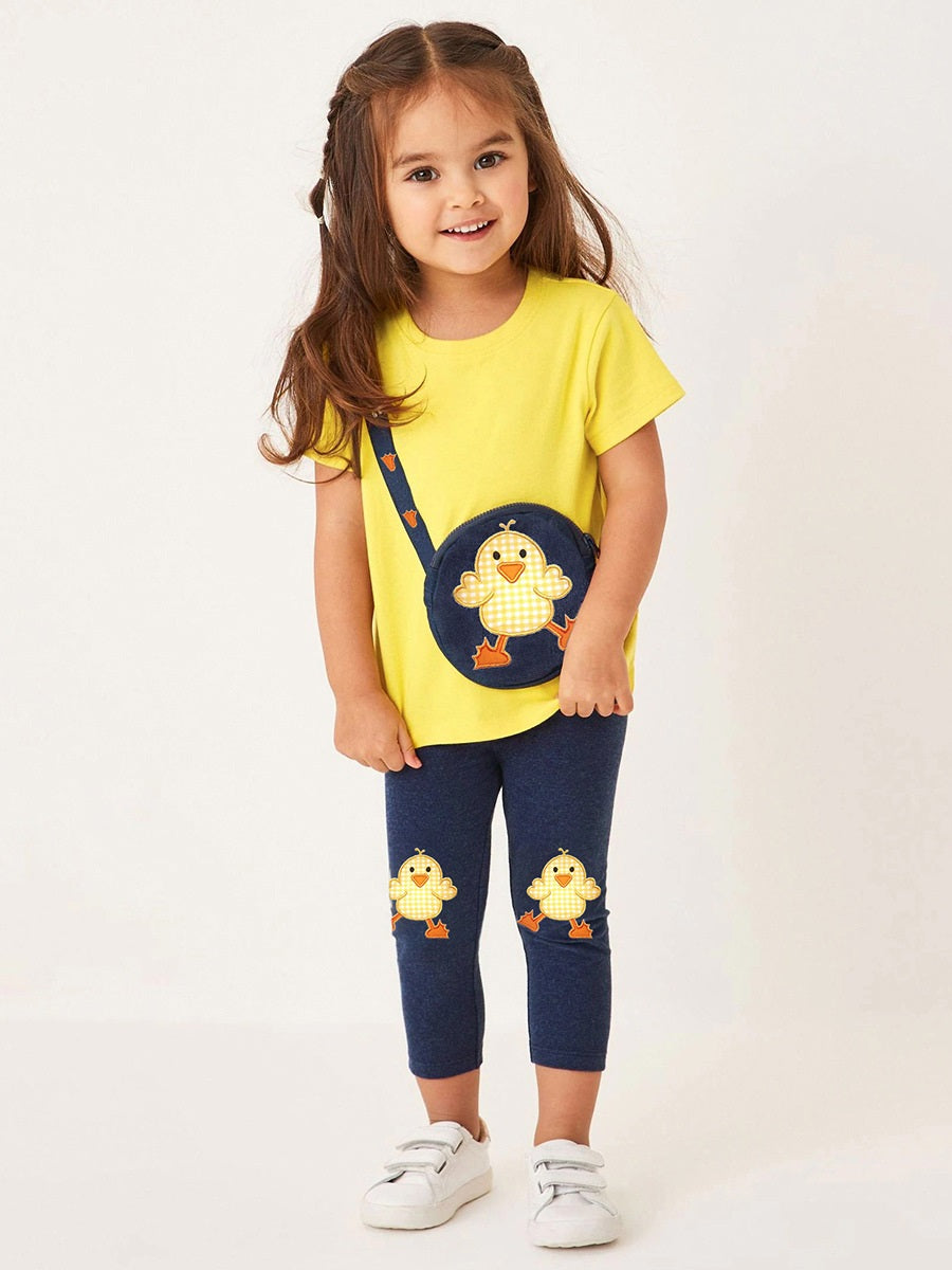 Sommer Mädchen Enten Cartoon T-Shirt und Hose 2-teiliges Set 