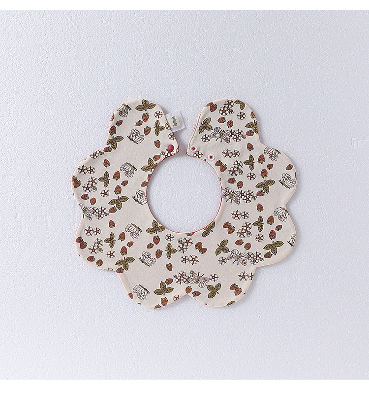 Adorable Simple Pattern Cotton Snap-on Flowers Shaped Bib