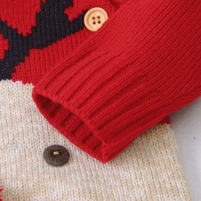 Baby-Strampler mit kontrastierendem Muster, seitlichen Knöpfen und Weihnachtsmotiven 
