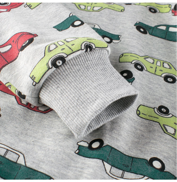 Baby Jungen Pullover mit Automotiv, Rundhalsausschnitt, langen Ärmeln, grauer Farbton