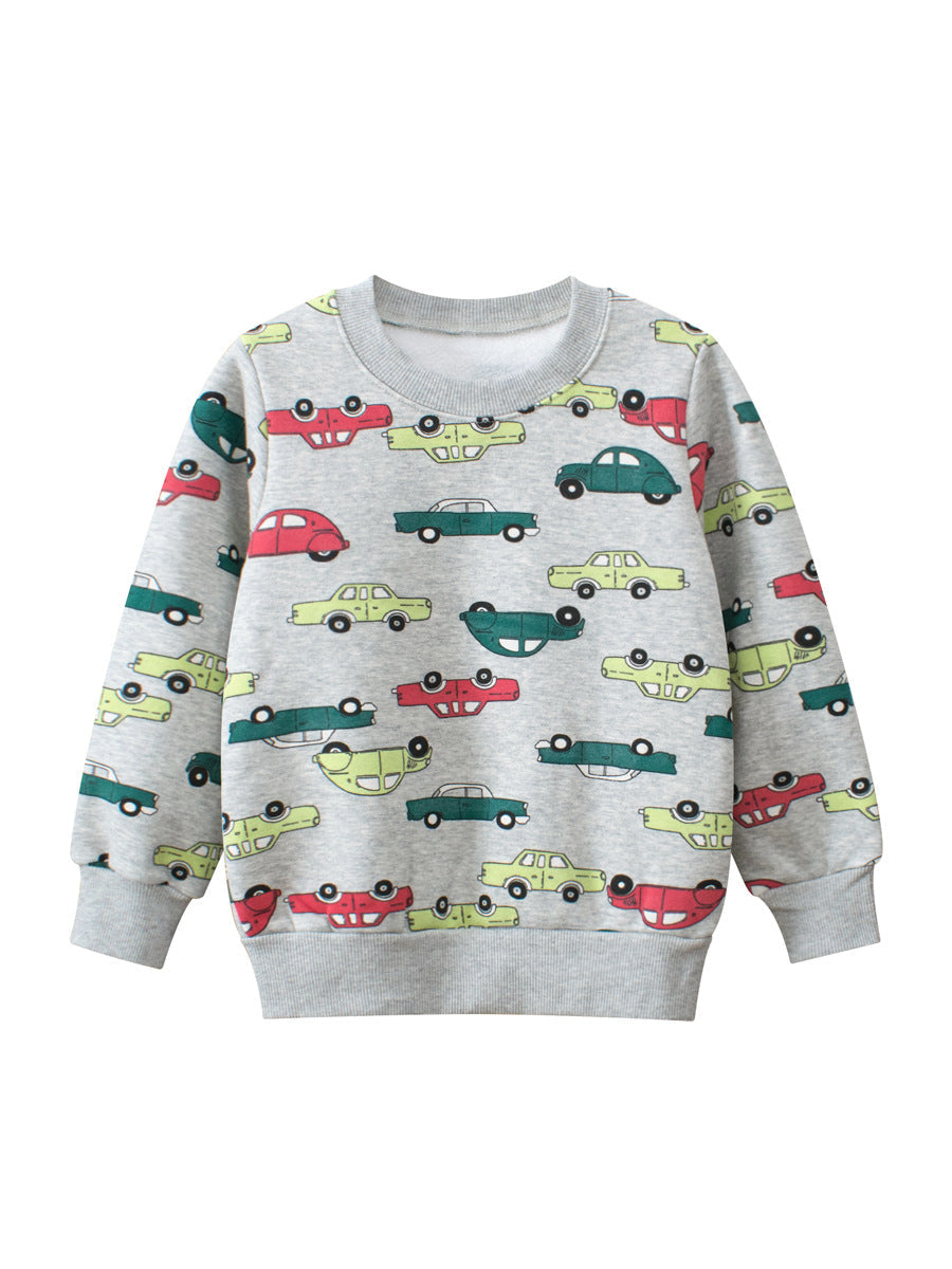 Baby Jungen Pullover mit Automotiv, Rundhalsausschnitt, langen Ärmeln, grauer Farbton