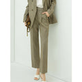 Professional Slim Fit Straight Cut Checkered Ankle Pants-0